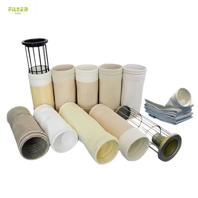 Các túi lọc felt công nghiệp Polyester Nomex PTFE PPS P84 Sợi thủy tinh để thu thập bụi trong nhà máy thép mỏ than xi măng và các ngành công nghiệp liên quan