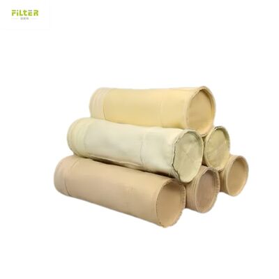 Túi lọc nhiệt độ cao công nghiệp được làm từ nỉ polyester đục lỗ bằng kim có đáy được gia cố để thu gom bụi