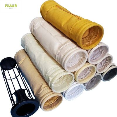 Túi lọc Baghouse cấp công nghiệp có lớp nỉ polyester được đục lỗ bằng kim và đáy được gia cố để đạt hiệu suất lọc bụi